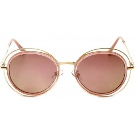 Oval Trendies The Kaitlyn - Flat Fashion Sunglasses with Mirrored Lens - Gold/Pink - CS185YDS0DR $11.15