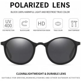 Sport Polarized Round Sunglasses Men Women Retro Ultralight Circle Sunglasses UV400 Protection - Black - C7194CE7M8X $11.49