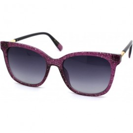 Rectangular Womens Snug Thin Plastic Boyfriend Horn Rim Sunglasses - Purple Smoke - CS18WS3HZHY $19.85