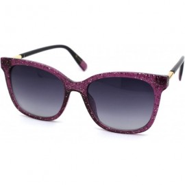 Rectangular Womens Snug Thin Plastic Boyfriend Horn Rim Sunglasses - Purple Smoke - CS18WS3HZHY $9.40