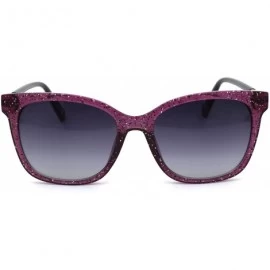 Rectangular Womens Snug Thin Plastic Boyfriend Horn Rim Sunglasses - Purple Smoke - CS18WS3HZHY $9.40