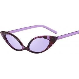 Cat Eye Women Cat Eye Sunglasses Vintage Small Sun Glasses Female Eyeglasses Red Black - Purple - CA196R0CIYR $19.41