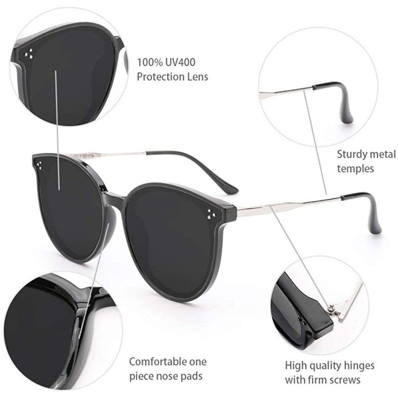 Oversized Cateye Polarized Sunglasses for Women Retro Trendy Round ...