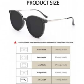 Cat Eye Oversized Cateye Polarized Sunglasses for Women Retro Trendy Round Shades - Black Frame/Grey Lens - C818RLOI3KL $16.05