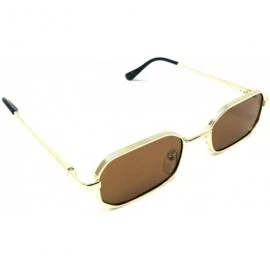 Oval Slim Rectangular Luxury Classic Sunglasses - Black & Gold Frame - CG192T6ETIH $13.14