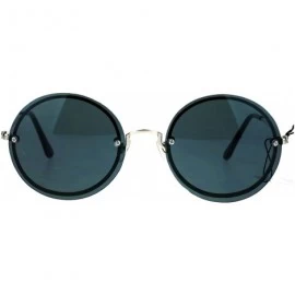 Round Womens Oceanic Lens Rimless Round Hippie Groovy Sunglasses - Black - CZ17YQ6TRGO $24.67