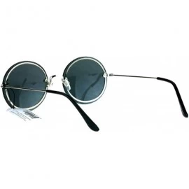 Round Womens Oceanic Lens Rimless Round Hippie Groovy Sunglasses - Black - CZ17YQ6TRGO $12.18