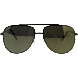 Rectangular Mens Rimless Mirror Lens Officer Cop Metal Sunglasses - Gunmetal Gold - CA18CIAO5U3 $26.79