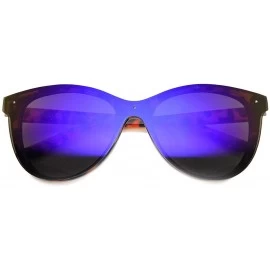 Wayfarer Uni-Lens Retro Horned Rim Color Mirror Lens Sunglasses - Tortoise Ice - CE11YN8H0H3 $19.23