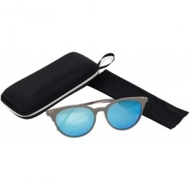 Rimless Fashion Polarized Sunglasses for Women Retro Style UV400 Lens Round - 亮黑 - C818E2Q62Y4 $12.02