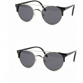 Round Metal Round Sunglasses P2192 - 2 Pcs Black-smoke & Black-smoke - CE125W6KLGL $40.73