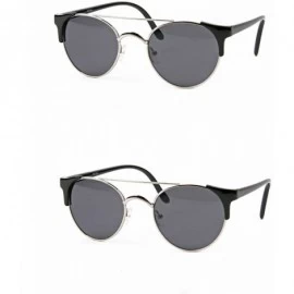 Round Metal Round Sunglasses P2192 - 2 Pcs Black-smoke & Black-smoke - CE125W6KLGL $61.51