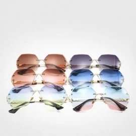 Square Square RimlPearl Sunglasses Retro Women Trendy Gradient Polygon Sun Glasses UV400 G23023 - Blue Sunglasses - CR197A2UK...