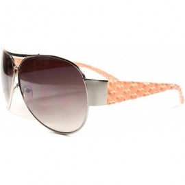 Oversized Designer Stylish Heart Shapes Temple Womens Classic Sunglasses - Silver / Smoke - C918ECENKOK $27.56