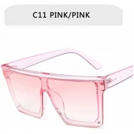 Oval Flat Top Sunglasses Men Women Er Square Shades Gradient Sun Glasses Cool One Piece UV400 Mirror - C11 - CS198AI5EAR $23.13