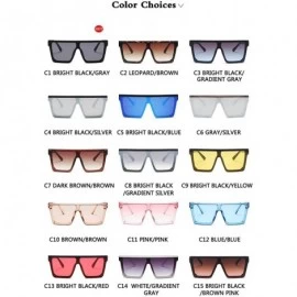 Oval Flat Top Sunglasses Men Women Er Square Shades Gradient Sun Glasses Cool One Piece UV400 Mirror - C11 - CS198AI5EAR $23.13