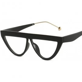 Oversized Oversize Square Frame Flat Top Sunglasses Women Retro Cat Eye Sun Glasses Femalel - Black Trans - CW1998TG8OT $21.80