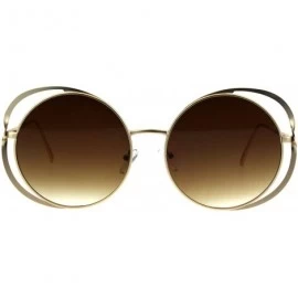 Round Womens Oversized Round Sunglasses Twist Metal Double Frame UV 400 - Gold (Brown) - CY18KDGL9TO $8.52