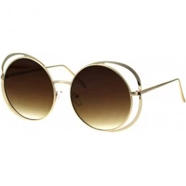 Round Womens Oversized Round Sunglasses Twist Metal Double Frame UV 400 - Gold (Brown) - CY18KDGL9TO $8.52