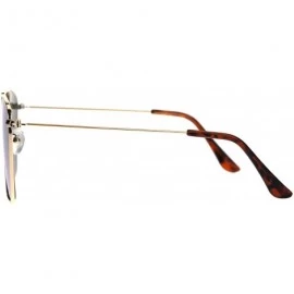 Oval Angular Squared Flat Top Pilots Color Mirror Metal Sunglasses - Gold Pink - CS186C20Z7M $23.10