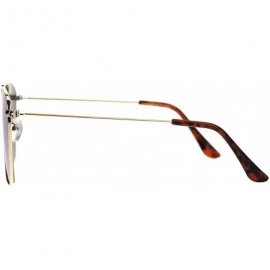 Oval Angular Squared Flat Top Pilots Color Mirror Metal Sunglasses - Gold Pink - CS186C20Z7M $10.03