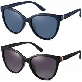 Wrap 2 Pack Carved Rectangular Sunglasses Women UV Protection Driving Golf Fishing Sports Sunglasses - Black&blue - C31903AR5...