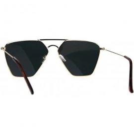 Oval Angular Squared Flat Top Pilots Color Mirror Metal Sunglasses - Gold Pink - CS186C20Z7M $10.03