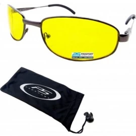 Oval YELLOW Lens Sun Glasses for Night Driving Anti Glare - Gunmetal - CP12EXJTNUN $8.85