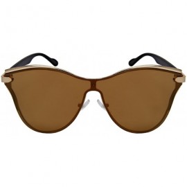 Oval High Fashion Oversized Cateye Sunglasses w/One Piece Flat Lens 55685 - Gold - CC1847EYMLA $10.79