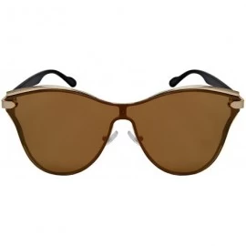 Oval High Fashion Oversized Cateye Sunglasses w/One Piece Flat Lens 55685 - Gold - CC1847EYMLA $10.79