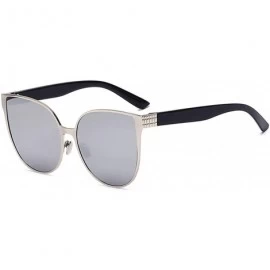 Cat Eye New Style Vintage Cat Eye Mirror Lens Sunglasses Silver metal Frame - CK126IBR35L $25.02