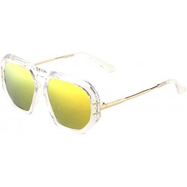 Butterfly Geometric Thick Plastic Frame Metal Temple Sunglasses - Green Clear - CM197UYGAIU $30.74