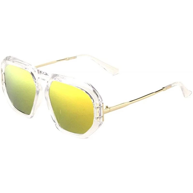 Butterfly Geometric Thick Plastic Frame Metal Temple Sunglasses - Green Clear - CM197UYGAIU $12.43