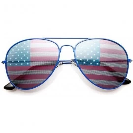 Aviator American Flag USA Classic Teardrop Metal Aviator Sunglasses - Blue - CH11EWACNV9 $9.48