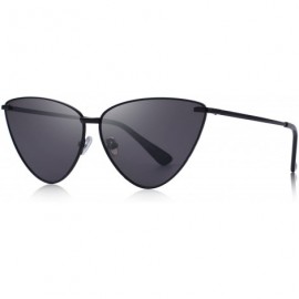 Oversized Women Retro Vintage Cat Eye Sunglasses for Women UV400 Protection S6083 - Black - CF18D5Z85LR $24.63