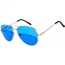 Aviator Classic Aviator Colored Lens Sunglasses Colorful Metal Frame - Blue_lens_gold_frame - CE184TG0CWR $10.06