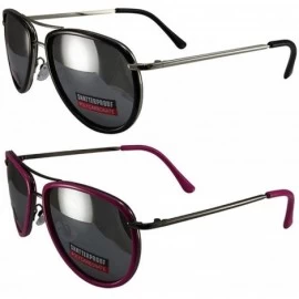 Aviator 2 Pairs Swag Aviator B Fashion Sunglasses Black Pink Frame Flash Mirror Lens - CM18Z6R54D6 $52.53
