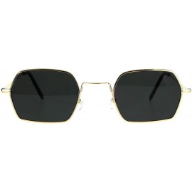Rectangular Pimp Daddy Hippie Narrow Rectangular Metal Rim Sunglasses - Gold Black - CF189U569XC $21.78