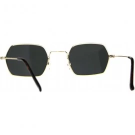 Rectangular Pimp Daddy Hippie Narrow Rectangular Metal Rim Sunglasses - Gold Black - CF189U569XC $8.51