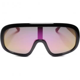 Shield Designer Mens Womens Aviator Wrap Around Turbo Shield Sunglasses - CB18UL8DMIH $15.10