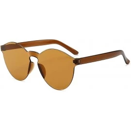 Round Unisex Fashion Candy Colors Round Outdoor Sunglasses Sunglasses - Brown - CC199S4GAOG $17.40