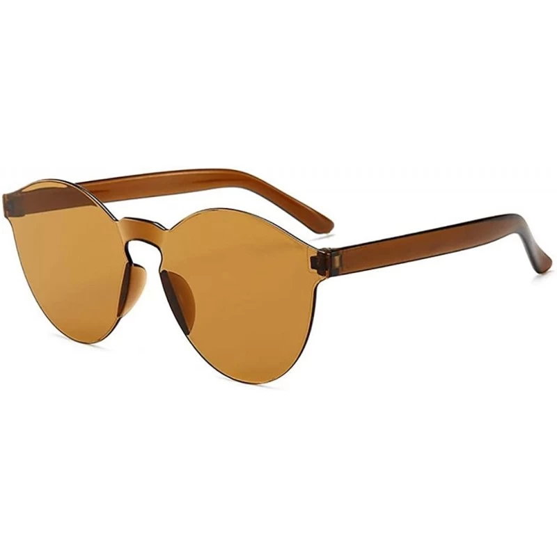 Round Unisex Fashion Candy Colors Round Outdoor Sunglasses Sunglasses - Brown - CC199S4GAOG $17.40