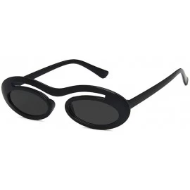 Oval Chic Small Round Ultra Light Frame Oval Candy Color Unisex Party Sunglasses UV400 - Black - CS18LMTCD4M $20.64