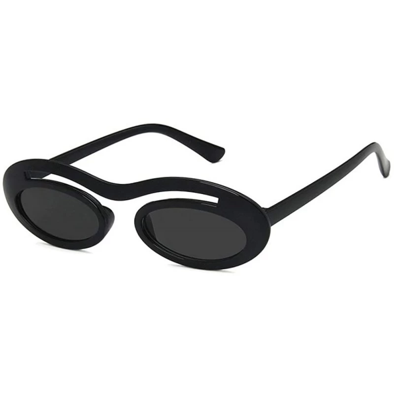 Oval Chic Small Round Ultra Light Frame Oval Candy Color Unisex Party Sunglasses UV400 - Black - CS18LMTCD4M $12.16