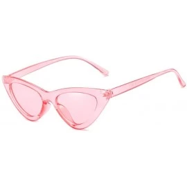 Round Cat Eye Sunglasses for Women VintageRetro Style Plastic Frame UV 400 Protection - Transparent Pink - CW18S49YKQK $18.29