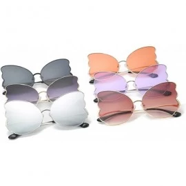 Butterfly Sunglasses For Women Butterfly Elegant Rimmed Summer Travel Fashion Metal Casual - Silver Frames Silver Lens - CB18...