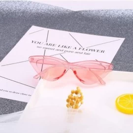 Round Cat Eye Sunglasses for Women VintageRetro Style Plastic Frame UV 400 Protection - Transparent Pink - CW18S49YKQK $10.35