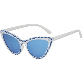 Goggle Women's Vintage Cat Eye Shade Sunglasses Integrated Stripe Fashion Glasses - D - C618UN9RZ7Z $21.90