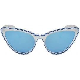 Goggle Women's Vintage Cat Eye Shade Sunglasses Integrated Stripe Fashion Glasses - D - C618UN9RZ7Z $10.11