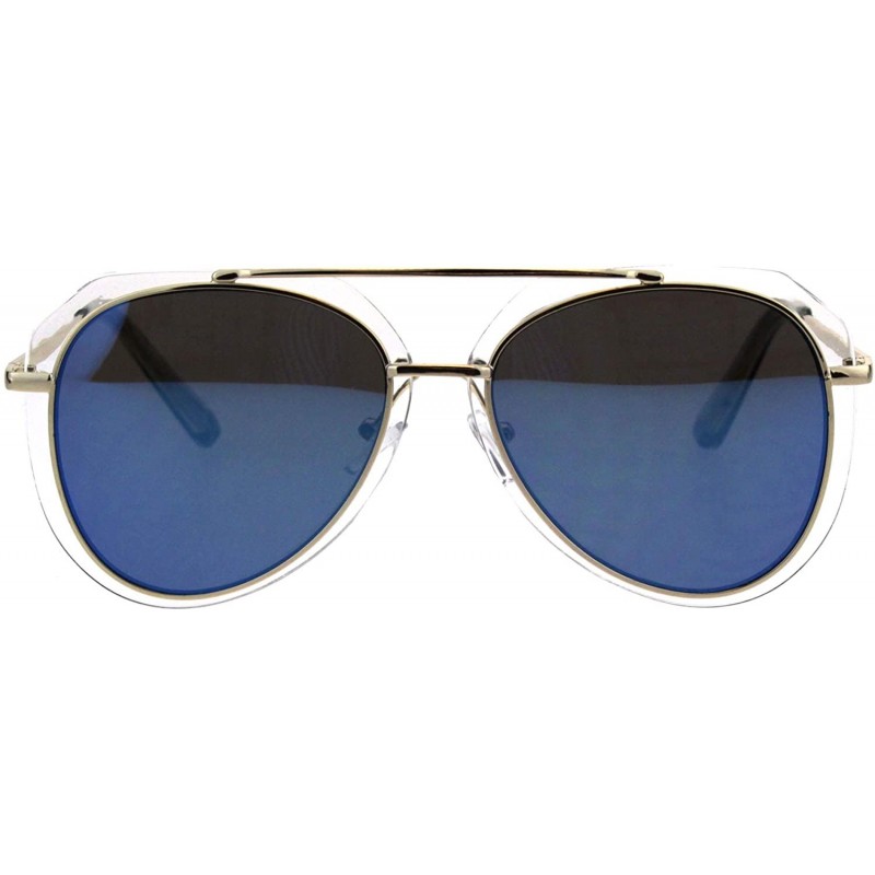 Womens Aviator Sunglasses Clear Outline Double Frame UV 400 - Gold ...